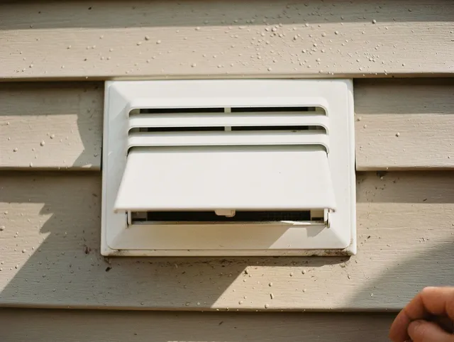 Holbrook Dryer Vent Cleaning technician performing professional exhaust vent cleaning at a residential property in Holbrook