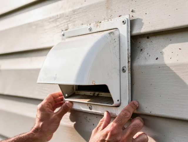 Holbrook Dryer Vent Cleaning technician delivering thorough residential dryer vent cleaning service in Holbrook